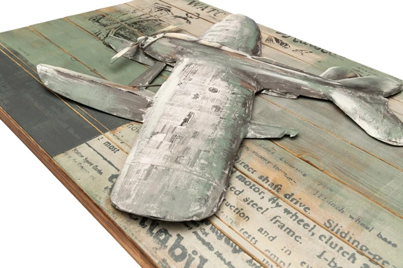 Vancy Arts Hammered Galvanized Fighter Plane Brings The Art Piece to Life Hammered Galvanized Hand Made 3D Metal Wall Art