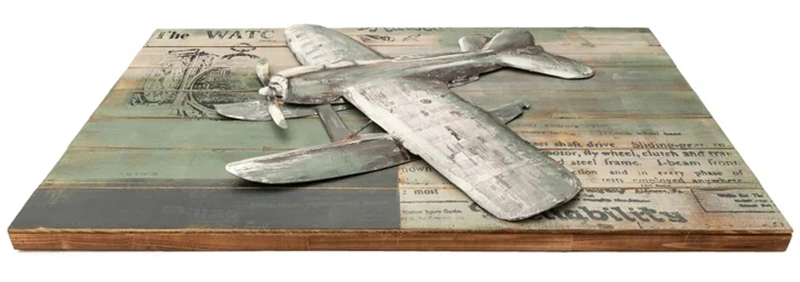 Vancy Arts Hammered Galvanized Fighter Plane Brings The Art Piece to Life Hammered Galvanized Hand Made 3D Metal Wall Art