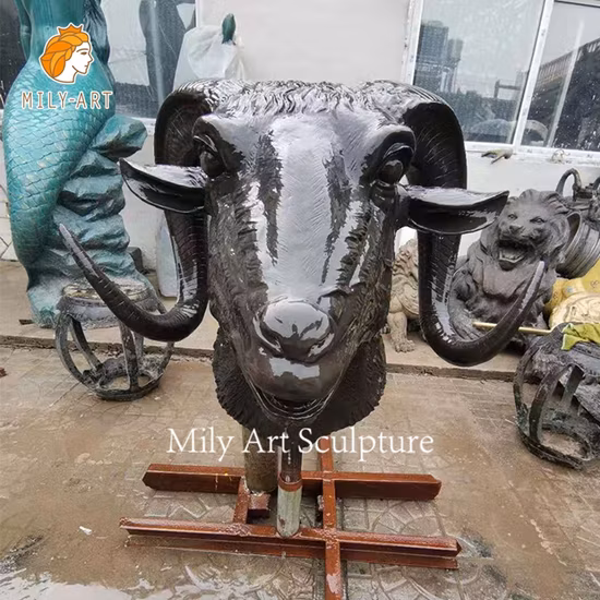 Садовое наружное украшение 3D настенное искусство в натуральную величину Бронзовая голова козла Скульптура Статуя Искусство